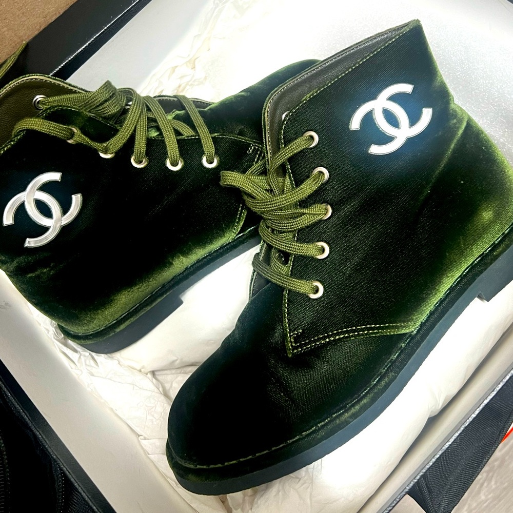 Chanel Green booties
